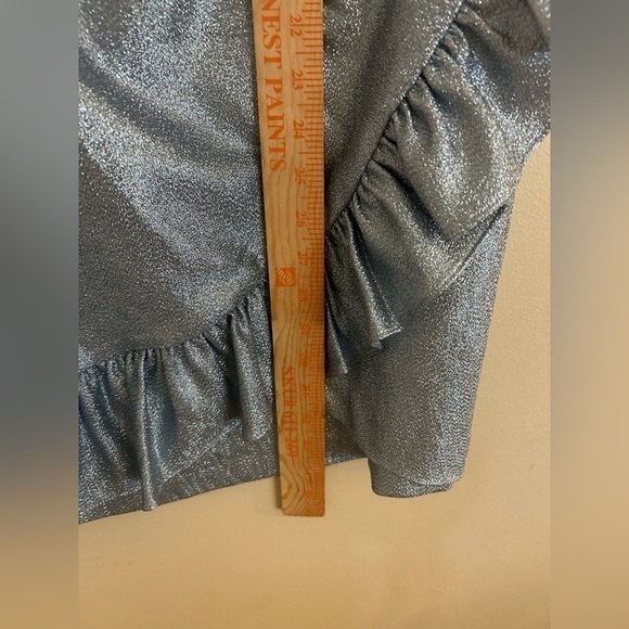 Topshop Dress One shoulder Ruffle Sz 8 Shine Party Cocktail Hoco Homecoming - Picture 6 of 8